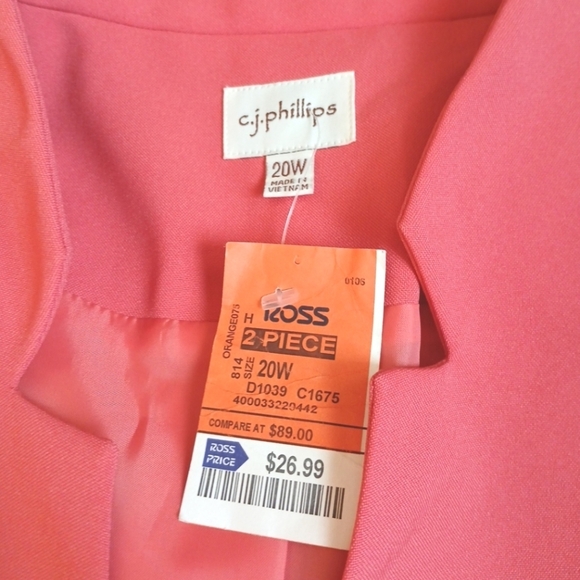 NEW Plus Size Skirt Suit Set Melon/Pink bt C.J. Phillips Size 20W - Picture 8 of 10